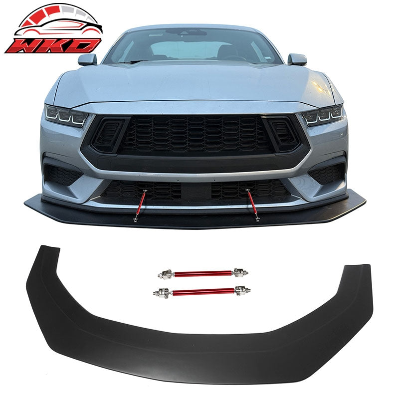 Wholesale 24-26 Ford Mustang Ecoboost&GT IKON Front Bumper Splitter w/ Red Strut Rods - Wikond Auto