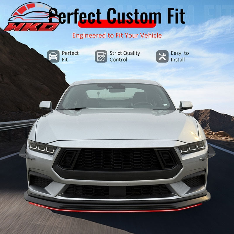 Wholesale 24-26 Ford Mustang Ecoboost& GT IKON Style Front Bumper Lip Matte Black ABS - Wikond Auto
