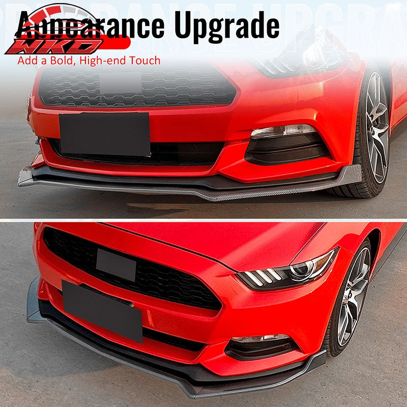 Fits 15-17 Ford Mustang Ecoboost/GT/V6 Front Bumper Lip Carbon Fiber Print 3PCS