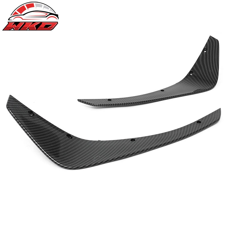 Fits 24-26 Ford Mustang Ecoboost IKON Front Bumper Canards Carbon Fiber Print PP