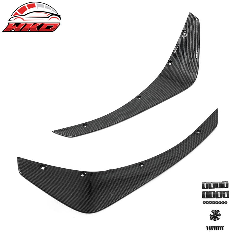 Fits 24-26 Ford Mustang Ecoboost IKON Front Bumper Canards Carbon Fiber Print PP