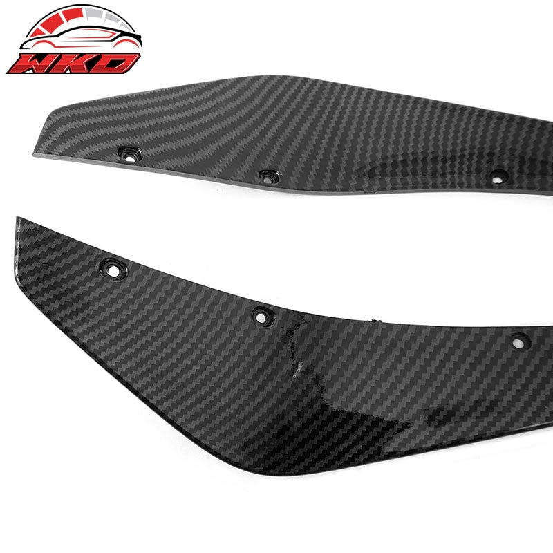 Fits 24-26 Ford Mustang Ecoboost IKON Front Bumper Canards Carbon Fiber Print PP