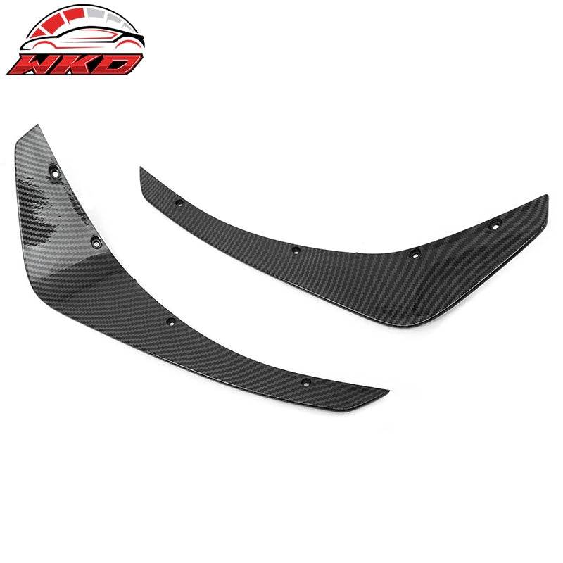 Fits 24-26 Ford Mustang Ecoboost IKON Front Bumper Canards Carbon Fiber Print PP