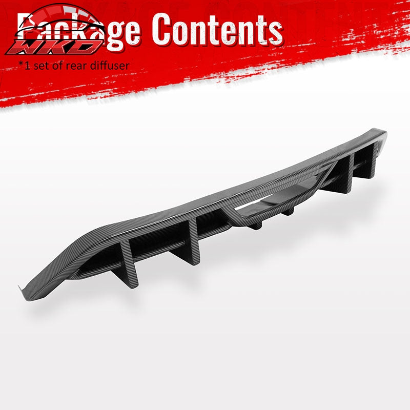 Fits 18-23 Ford Mustang Ecoboost IKON Rear Bumper Diffuser PP Carbon Fiber Print