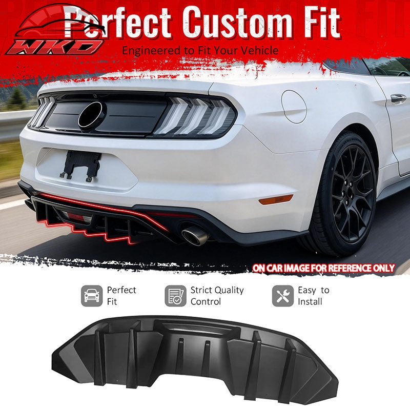 Wholesale 18-23 Ford Mustang Ecoboost IKON Style Rear Bumper Diffuser PP Matte Black - Wikond Auto