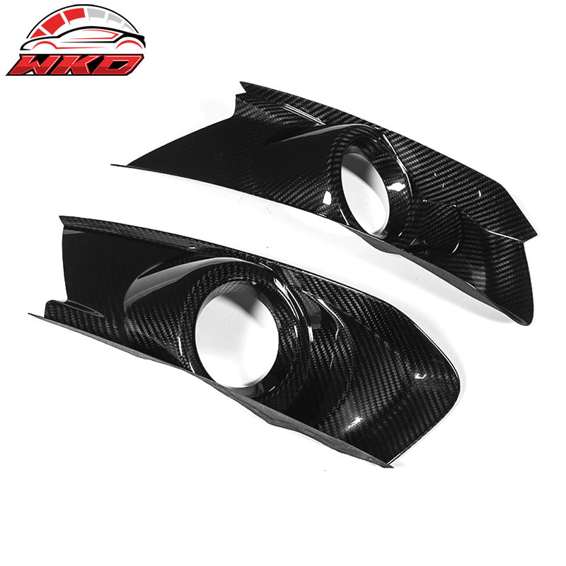 Fits 15-17 Ford Mustang S550 Front Bumper Fog Light Cover - Matte Carbon Fiber
