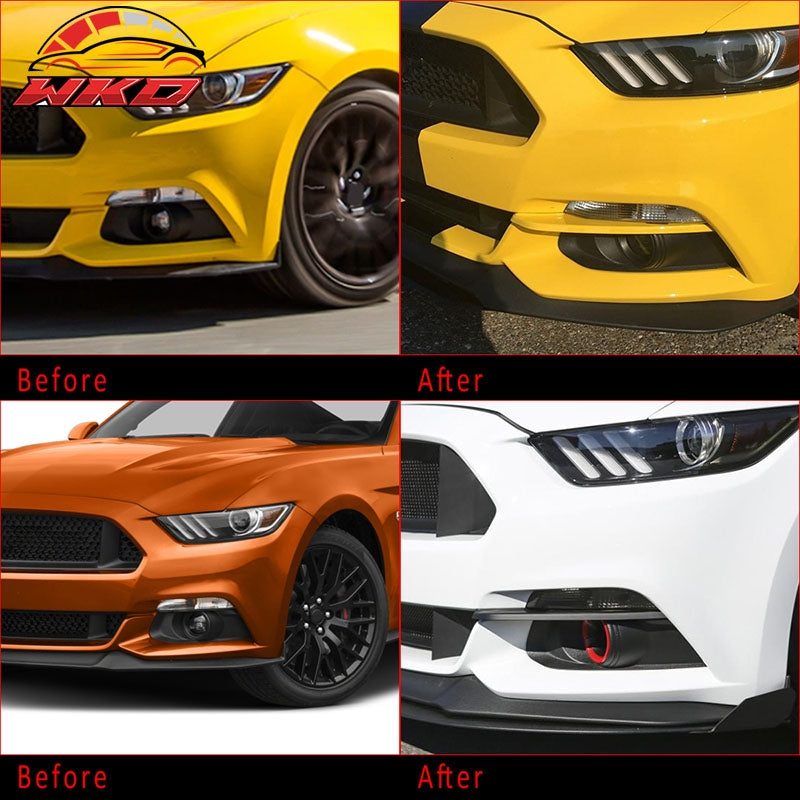 Fits 15-17 Ford Mustang MD Style Matte Black Fog Light Lamp Eyebrow Cover Trims