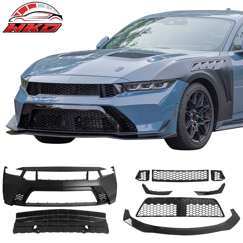 Wholesale 24-26 Ford Mustang Front Bumper Cover GTD Style Conversion Gloss Black Lip - Wikond Auto