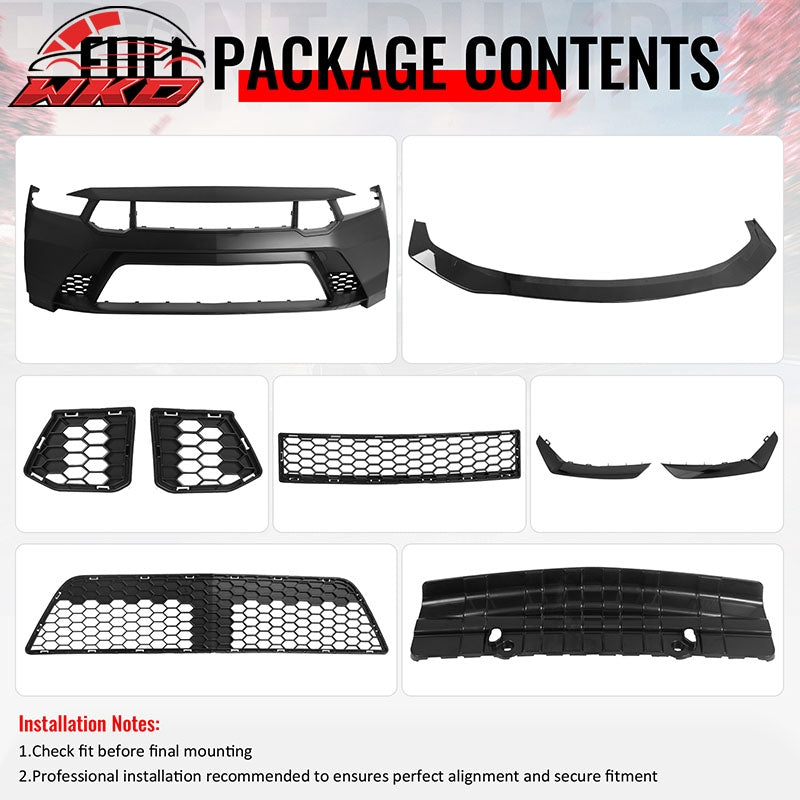 Wholesale 24-26 Ford Mustang Front Bumper Cover GTD Style Conversion Gloss Black Lip - Wikond Auto