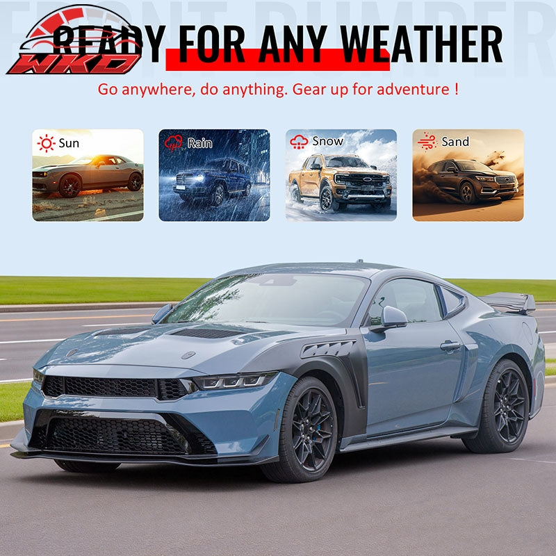 Wholesale 24-26 Ford Mustang Front Bumper Cover GTD Style Conversion Gloss Black Lip - Wikond Auto