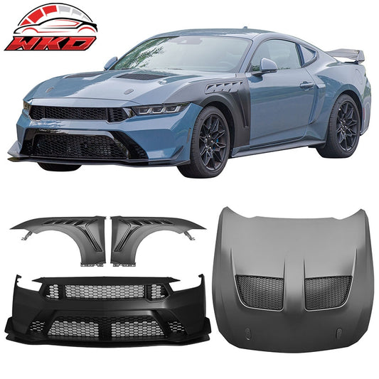 Wholesale 24-26 Ford Mustang Front Bumper Cover + Hood + Fender GTD Style (Matte Lip) - Wikond Auto