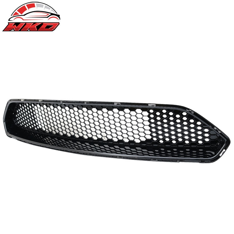 Fits 18-23 Ford Mustang Honeycomb Front Bumper Upper Grille Gloss Black ABS