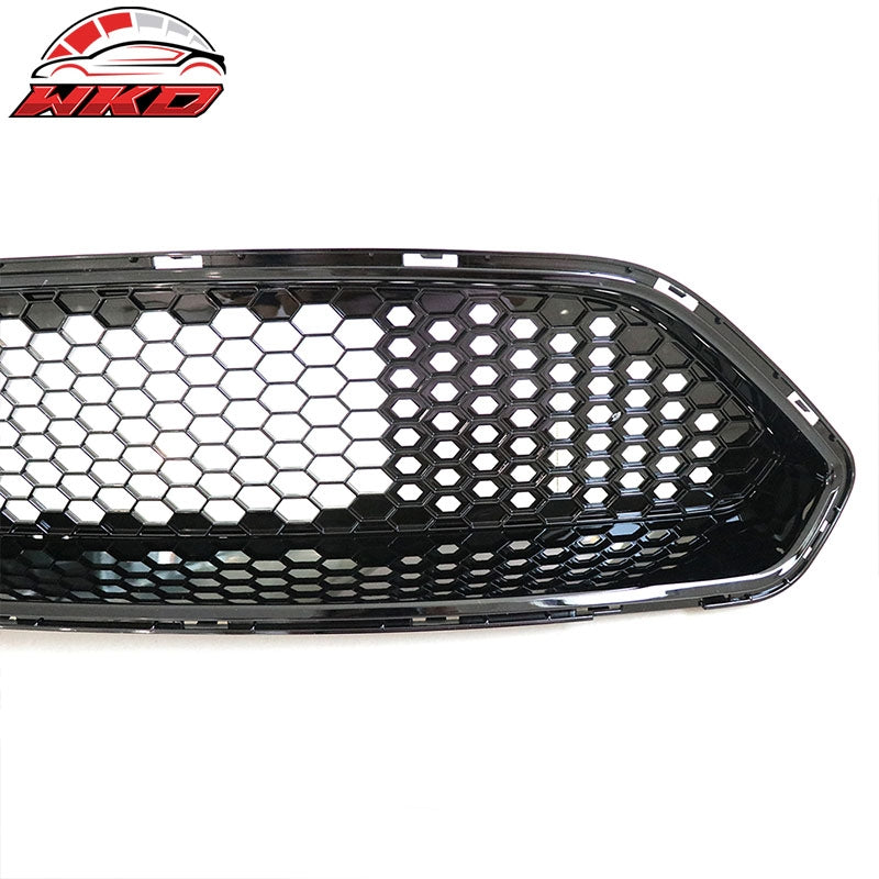 Fits 18-23 Ford Mustang Honeycomb Front Bumper Upper Grille Gloss Black ABS