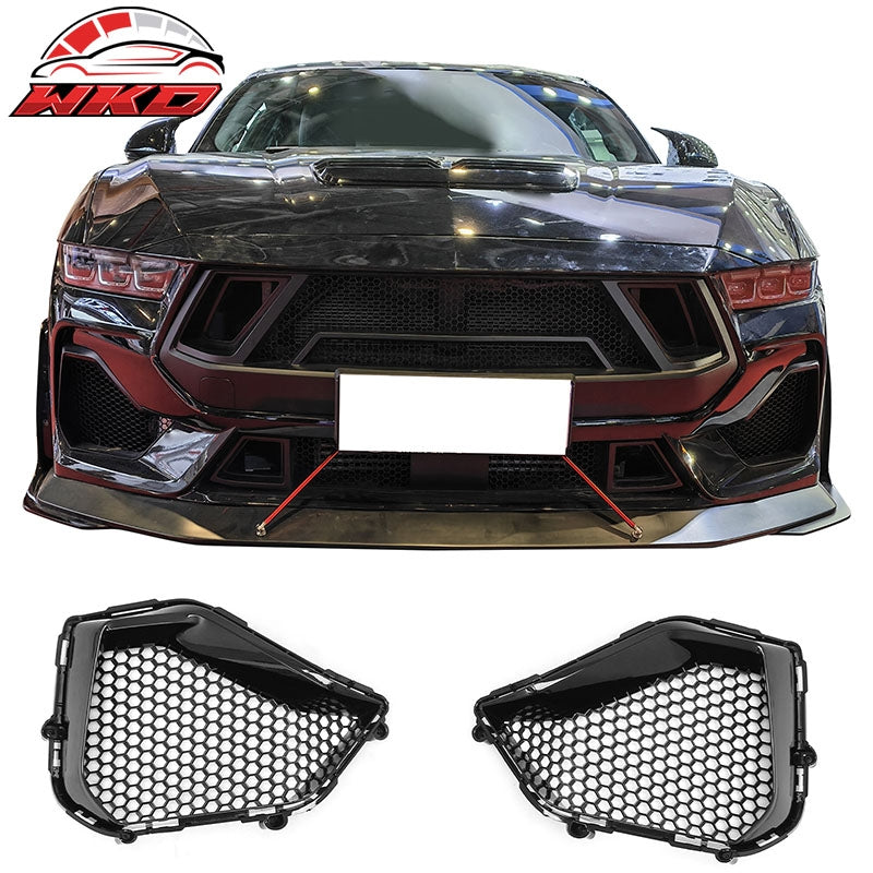 Fits 24-26 Ford Mustang GT Fog Light Cover Shelby Super Snake Style Gloss Black
