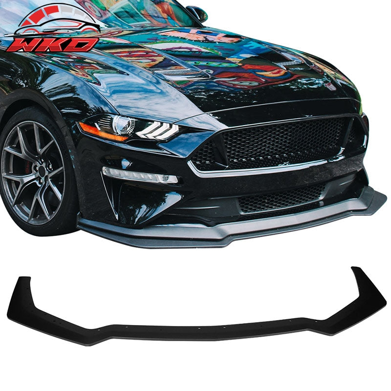 Fits 18-23 Ford Mustang GT Style Front Bumper Lip Spoiler Kit Unpainted Black PP
