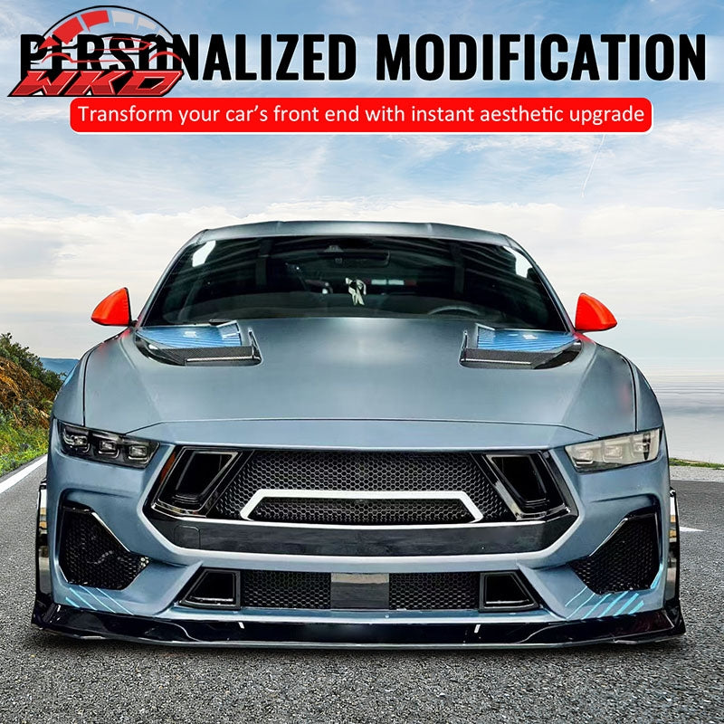 Fits 24-26 Ford Mustang GT Grille Shelby Super Snake Style Gloss Black ABS Grill
