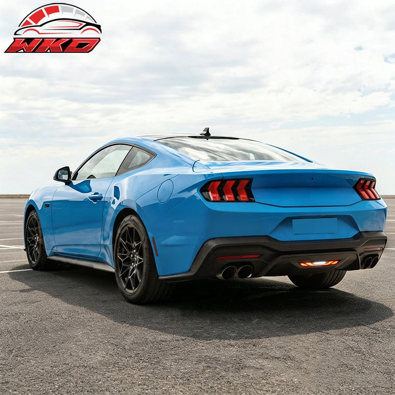 For 24-26 Ford Mustang GT-V Style LED ABS Rear Bumper Brake Light Smoked Len Red