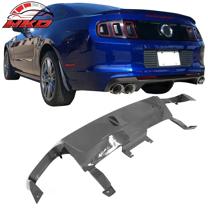 Wholesale 13-14 Ford Mustang GT500 Carbon Fiber Print PP Rear Diffuser Lip W/ V1 Fin - Wikond Auto