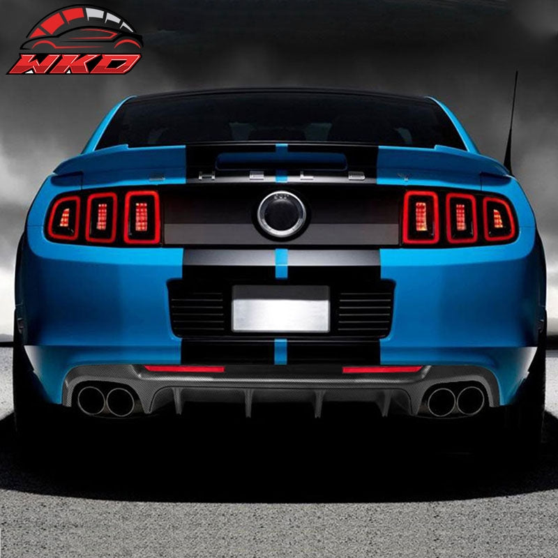 Fits 13-14 Ford Mustang GT500 Carbon Fiber Print PP Rear Diffuser Lip W/ V2 Fin