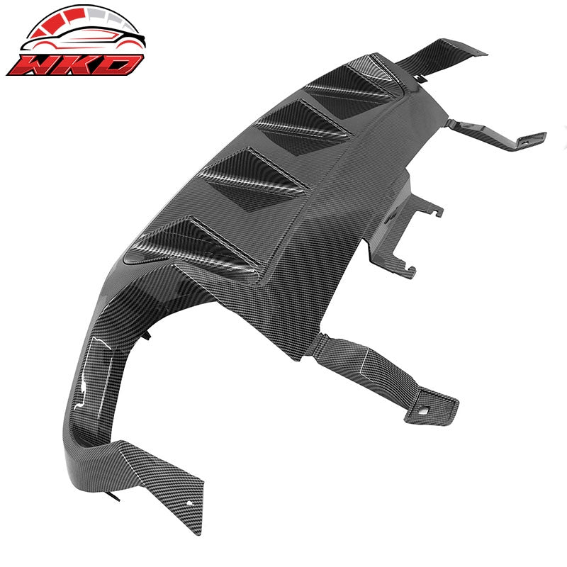 Fits 13-14 Ford Mustang GT500 Carbon Fiber Print PP Rear Diffuser Lip W/ V2 Fin