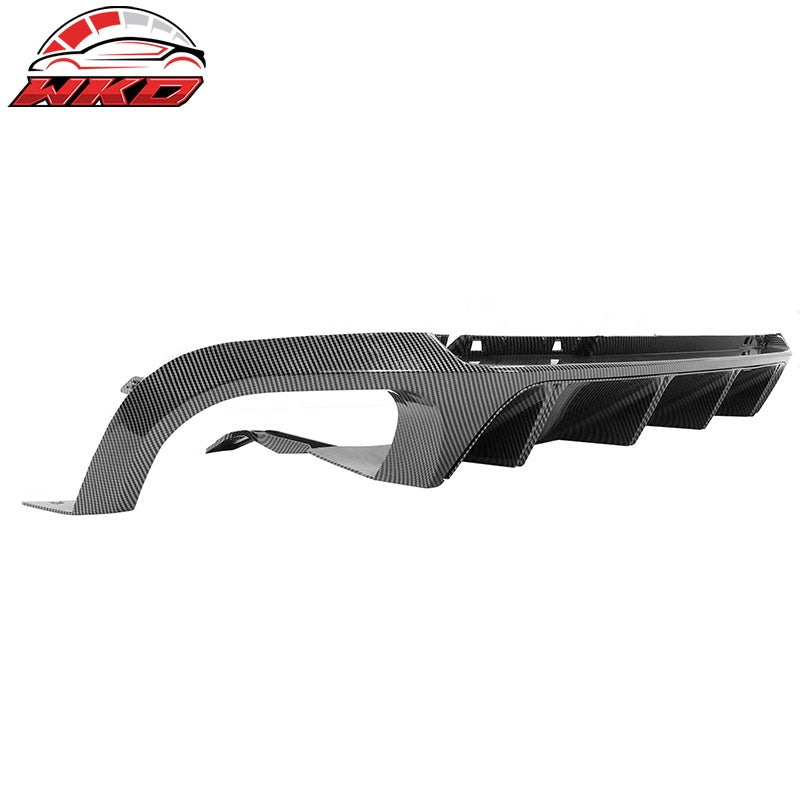 Fits 13-14 Ford Mustang GT500 Carbon Fiber Print PP Rear Diffuser Lip W/ V2 Fin