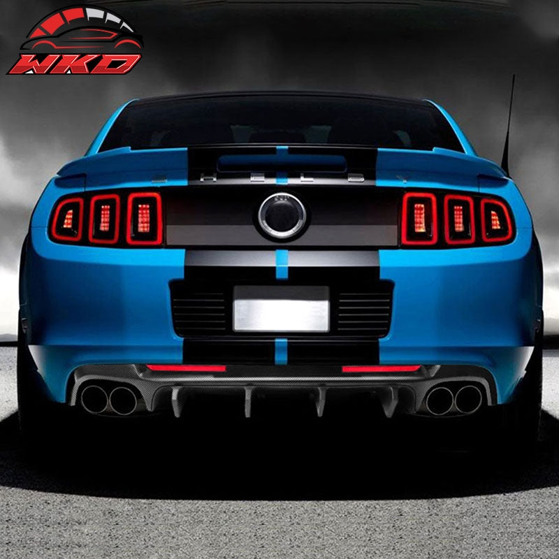 Fits 13-14 Ford Mustang GT500 Carbon Fiber Print PP Rear Diffuser Lip W/ V3 Fin