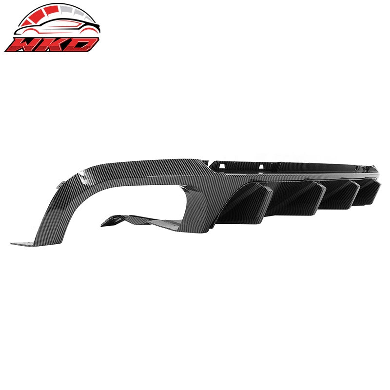 Fits 13-14 Ford Mustang GT500 Carbon Fiber Print PP Rear Diffuser Lip W/ V3 Fin