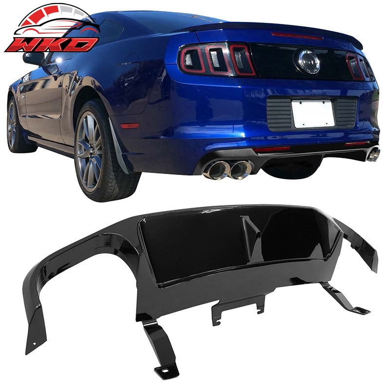 Fits 13-14 Ford Mustang GT500 Gloss Black PP Rear Diffuser Lip W/ V1 Style Fin