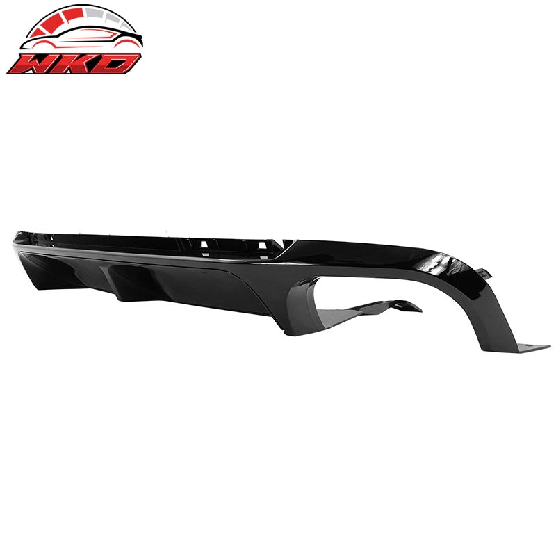 Fits 13-14 Ford Mustang GT500 Gloss Black PP Rear Diffuser Lip W/ V1 Style Fin