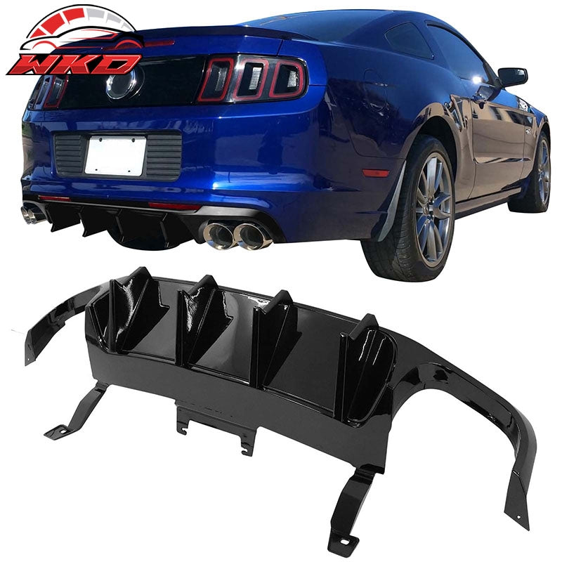 Wholesale 13-14 Ford Mustang GT500 Gloss Black PP Rear Diffuser Lip W/ V4 Style Fin - Wikond Auto