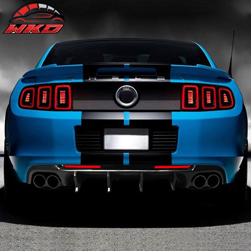 Wholesale 13-14 Ford Mustang GT500 Gloss Black PP Rear Diffuser Lip W/ V4 Style Fin - Wikond Auto