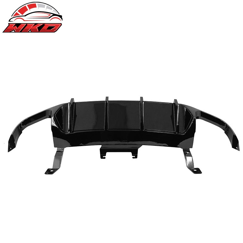 Wholesale 13-14 Ford Mustang GT500 Gloss Black PP Rear Diffuser Lip W/ V4 Style Fin - Wikond Auto