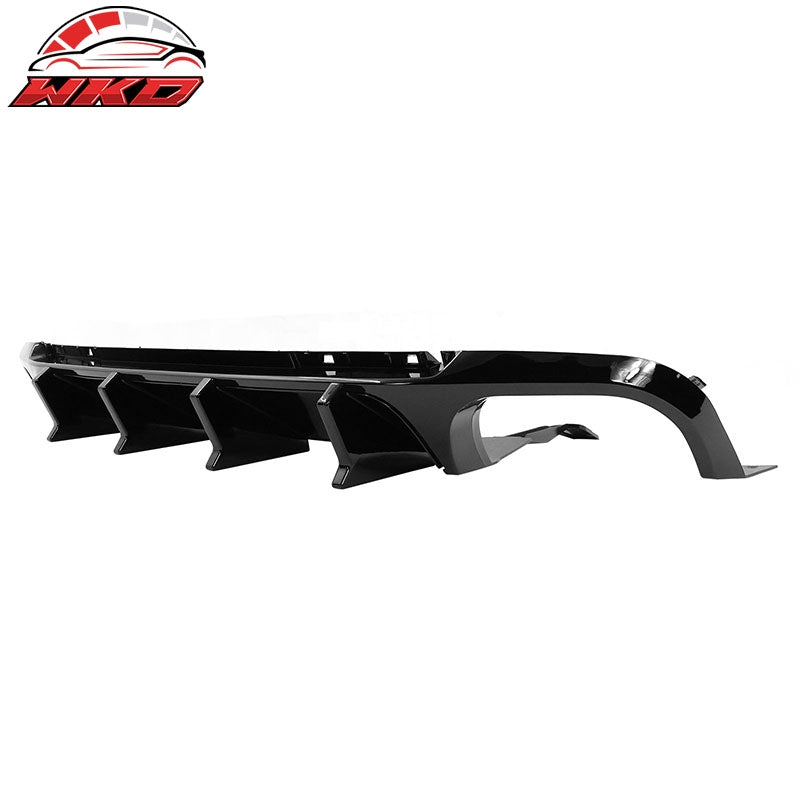 Wholesale 13-14 Ford Mustang GT500 Gloss Black PP Rear Diffuser Lip W/ V4 Style Fin - Wikond Auto