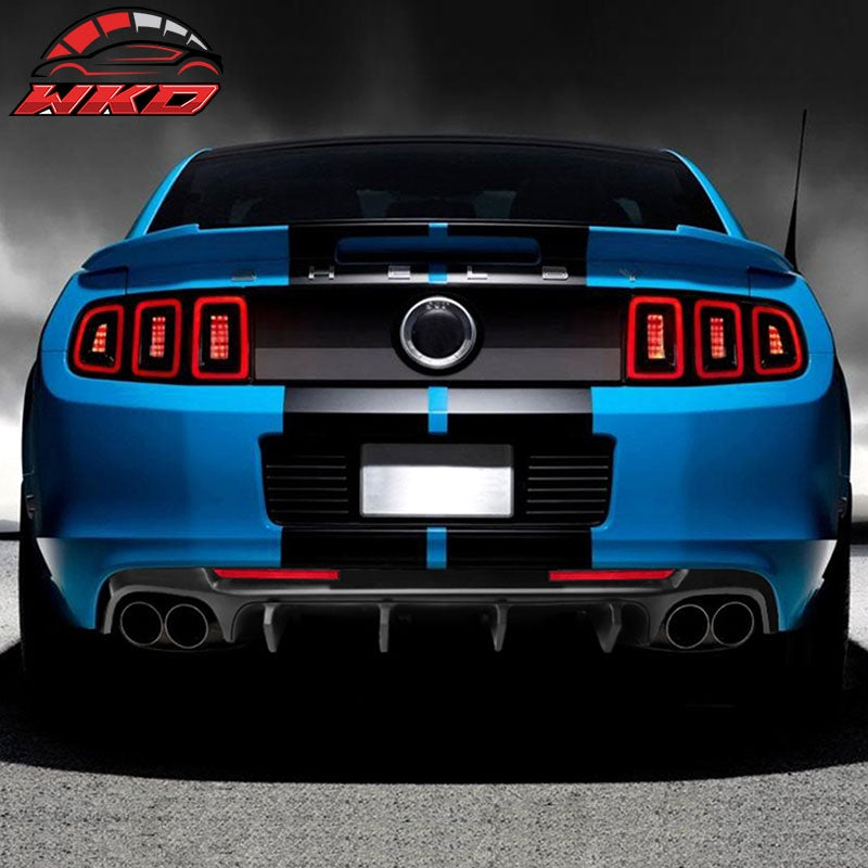 Fits 13-14 Ford Mustang GT500 Matte Black PP Rear Diffuser Lip W/ V3 Style Fin