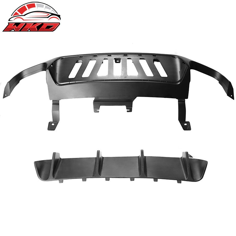 Fits 13-14 Ford Mustang GT500 Matte Black PP Rear Diffuser Lip W/ V3 Style Fin