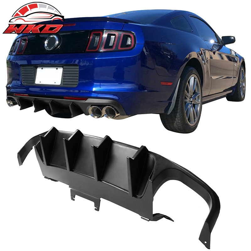 Wholesale 13-14 Ford Mustang GT500 Matte Black PP Rear Diffuser Lip W/ V4 Style Fin