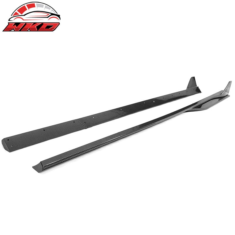 Fits 10-14 Ford Mustang GT500 Style Side Skirts Extensions Carbon Fiber Print