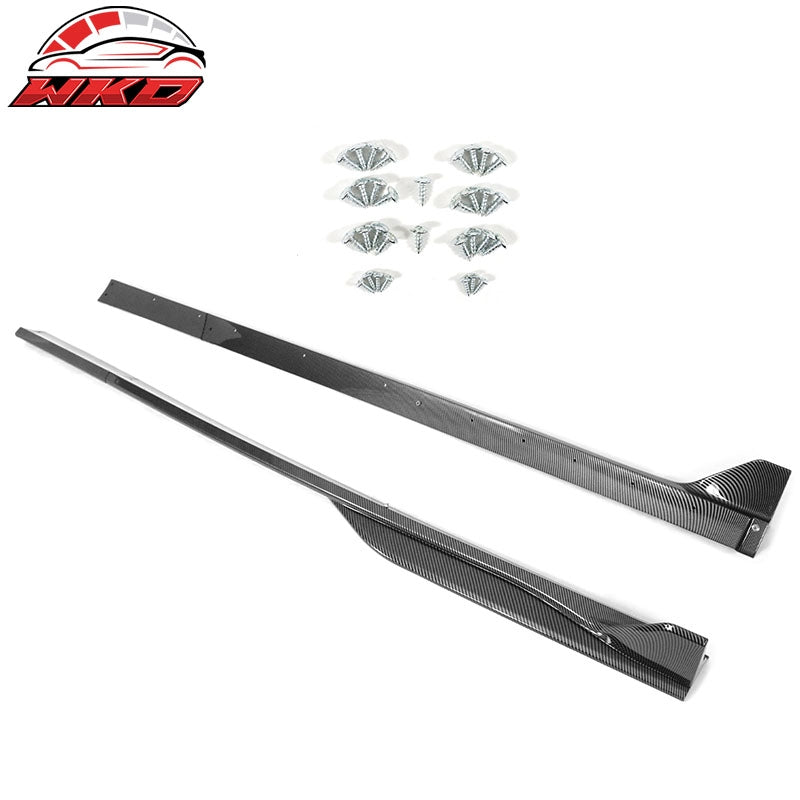 Fits 10-14 Ford Mustang GT500 Style Side Skirts Extensions Carbon Fiber Print