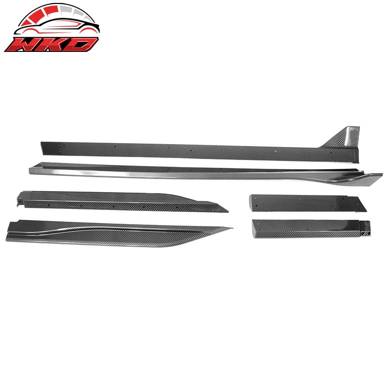 Fits 10-14 Ford Mustang GT500 Style Side Skirts Extensions Carbon Fiber Print