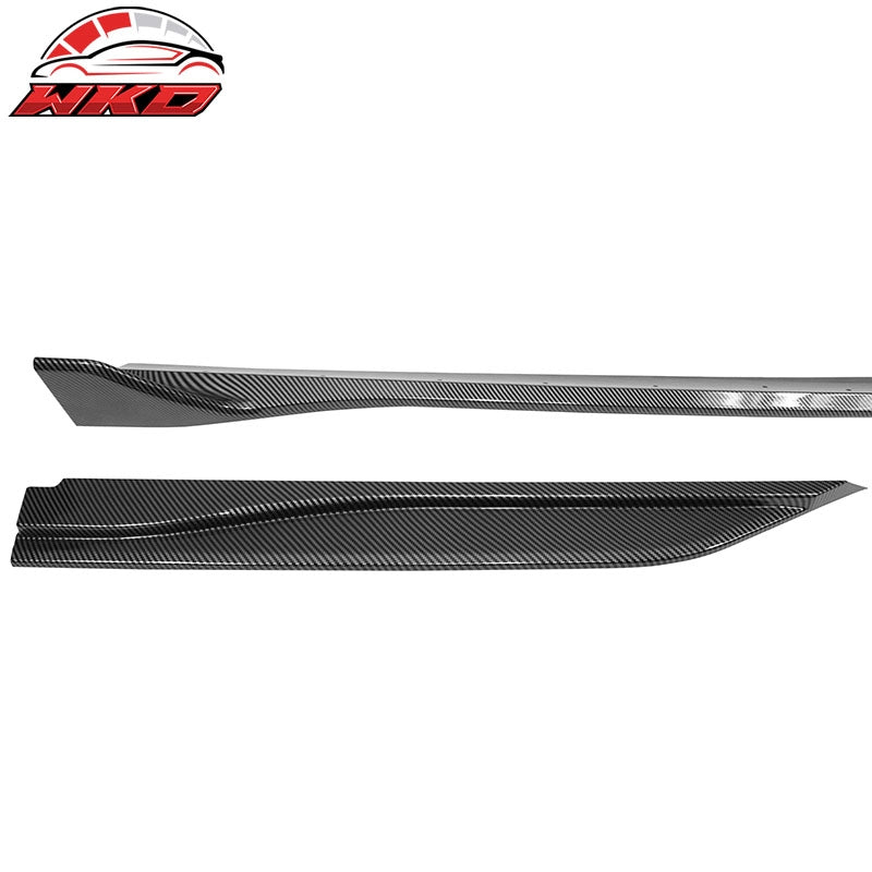 Fits 10-14 Ford Mustang GT500 Style Side Skirts Extensions Carbon Fiber Print