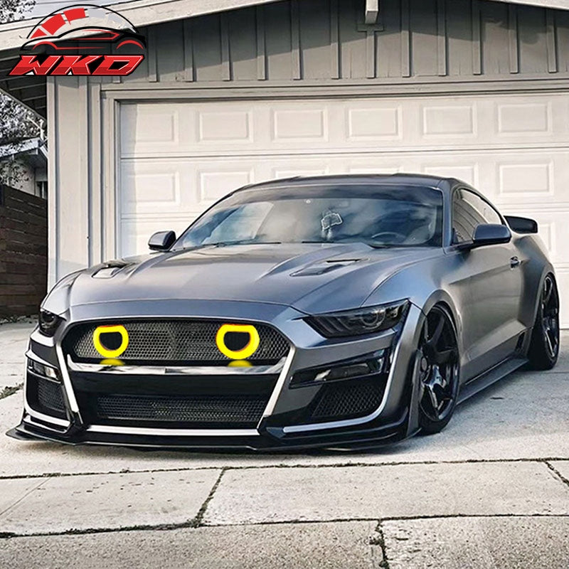 Fits 15-17 Ford Mustang GT500 Style Front Bumper Cover Lip LED Grille Conversion