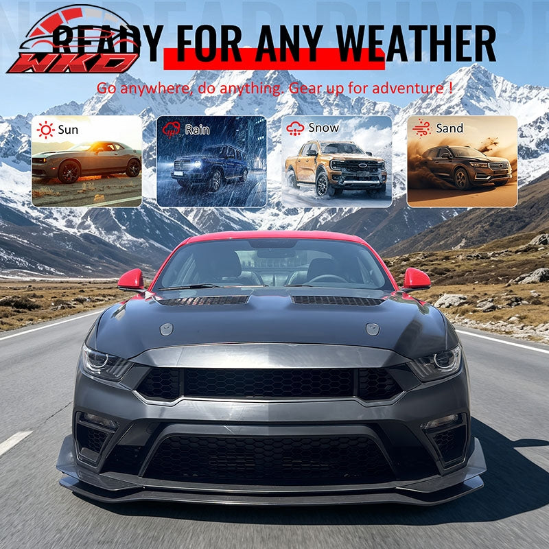 For 15-17 Ford Mustang GTD Style Front Bumper Conversion + Fender + Hood +Grille