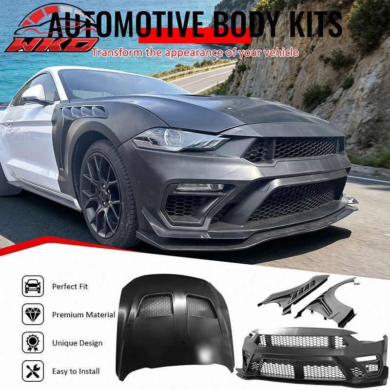 Wholesale For 18-23 Ford Mustang GTD Style Front Bumper Conversion + Fender + Hood +Grille - Wikond Auto