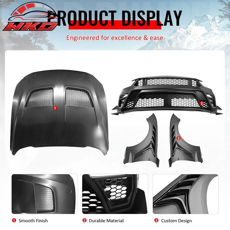 Wholesale For 18-23 Ford Mustang GTD Style Front Bumper Conversion + Fender + Hood +Grille - Wikond Auto