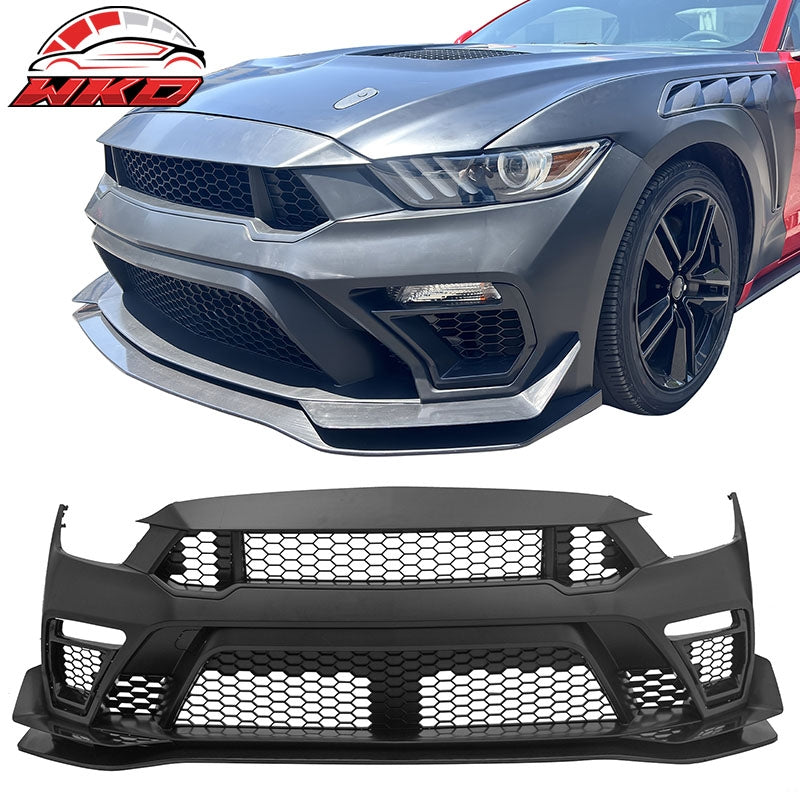 Wholesale 15-17 Ford Mustang GTD Style Front Bumper Conversion W/ Grilles + Front Lip