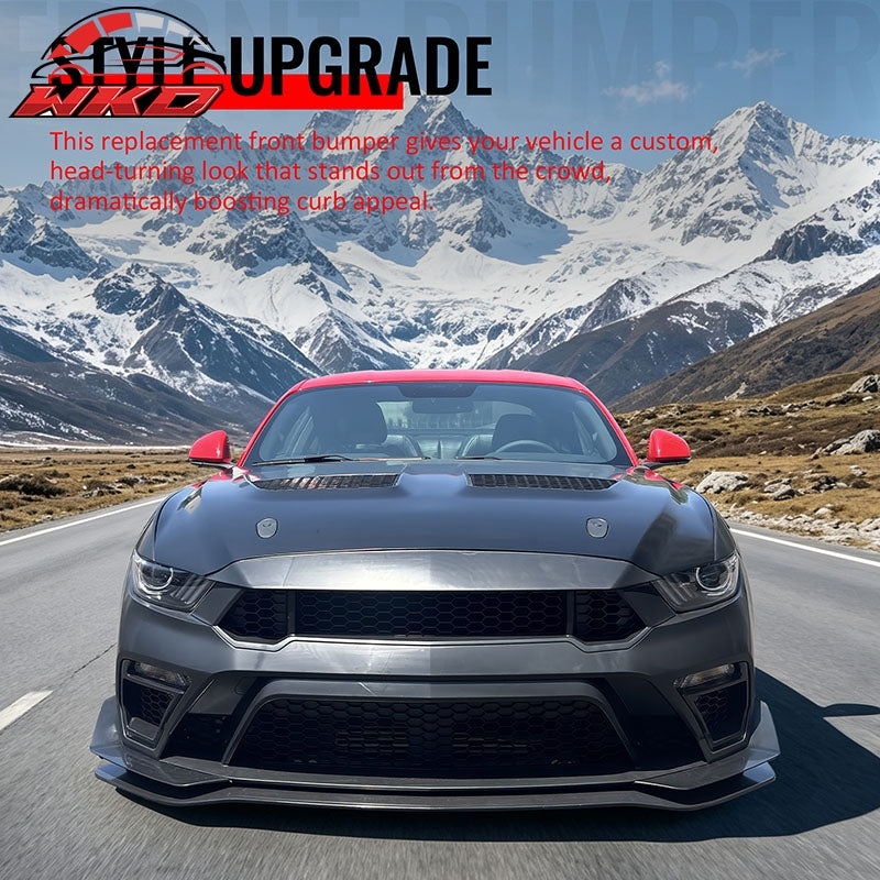 Fits 15-17 Ford Mustang GTD Style Front Bumper Conversion W/ Grilles + Front Lip