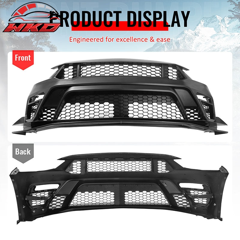 Fits 18-23 Ford Mustang GTD Style Front Bumper Conversion W/ Grilles + Front Lip