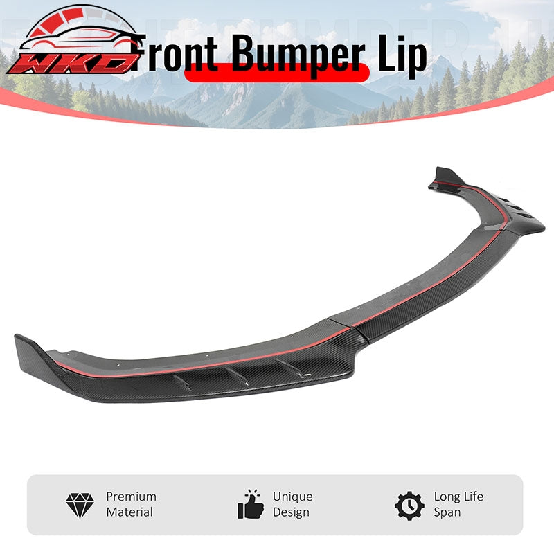 Fits 24-26 Ford Mustang IKON Front Bumper Lip Real Carbon Fiber Lower Splitter