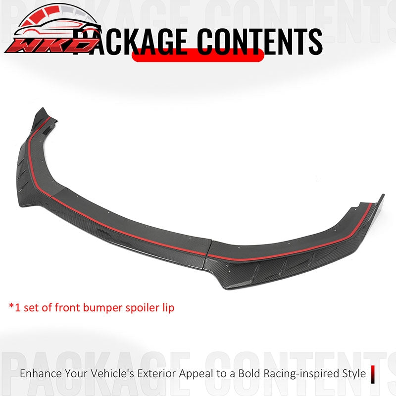 Fits 24-26 Ford Mustang IKON Front Bumper Lip Real Carbon Fiber Lower Splitter