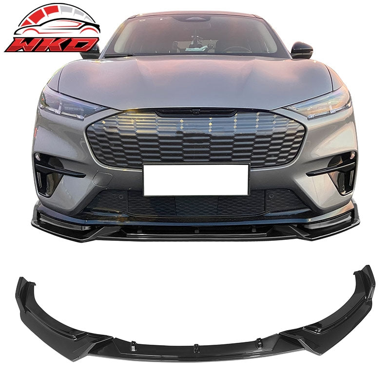 Fits 21-23 Ford Mustang Mach-E GT 3PCS Front Bumper Lip Spoiler PP Gloss Black